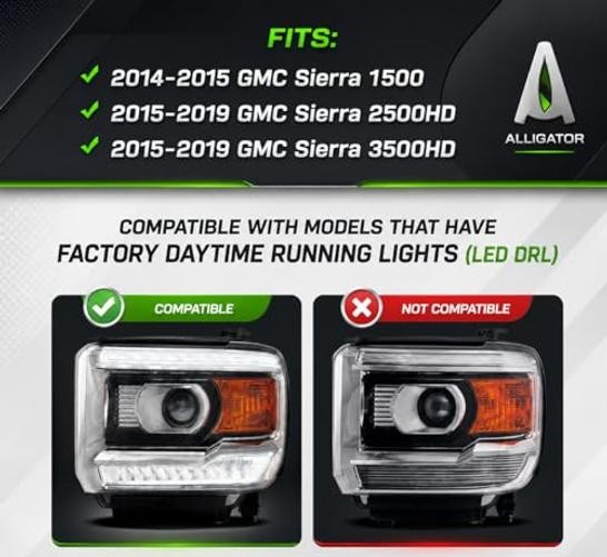 Headlight Assembly Compatible with GMC Sierra 1500 2014 Left / Driver Side
