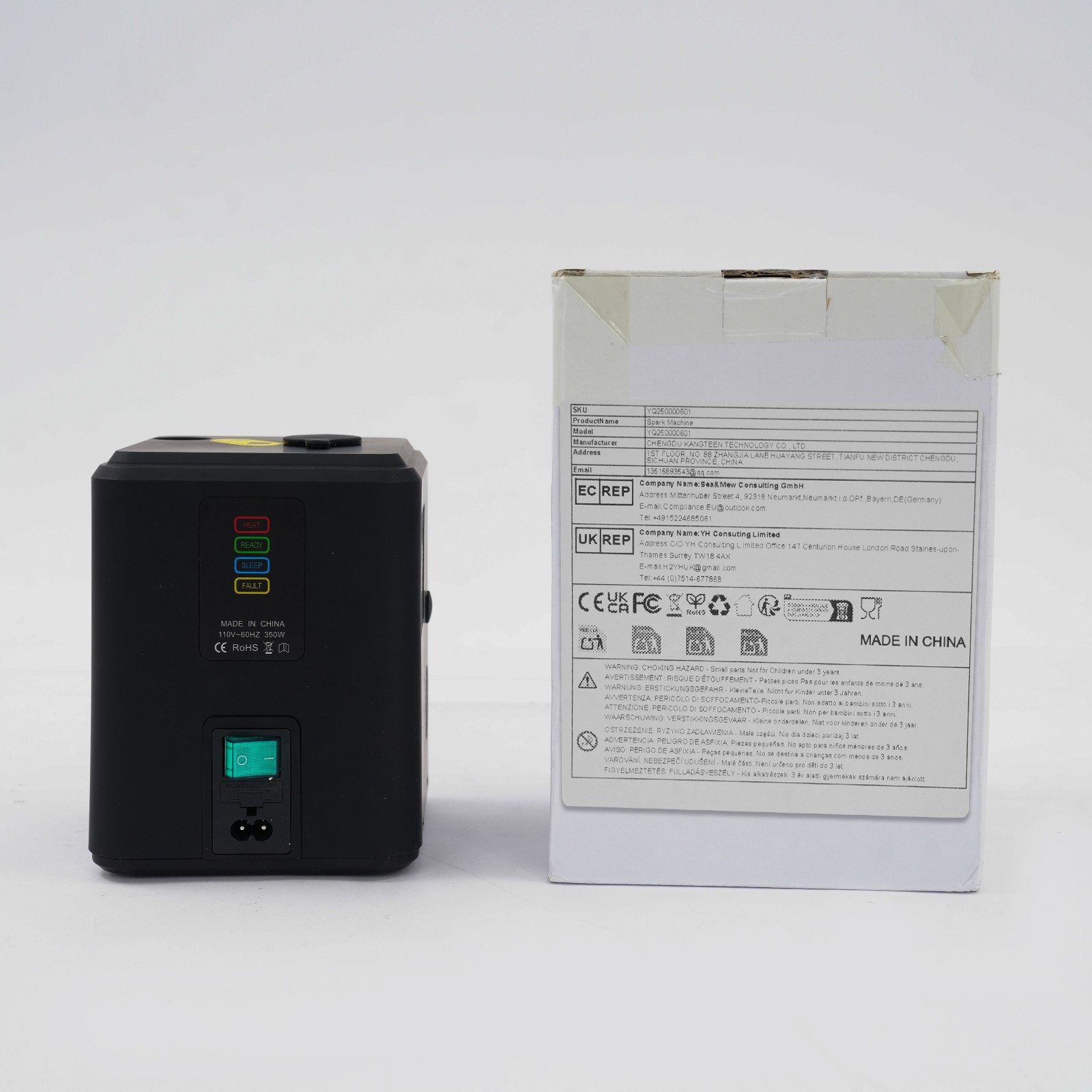 Black Electronic Stage Effect Light Device w/Remote,350W Mini Cold Spark Machine