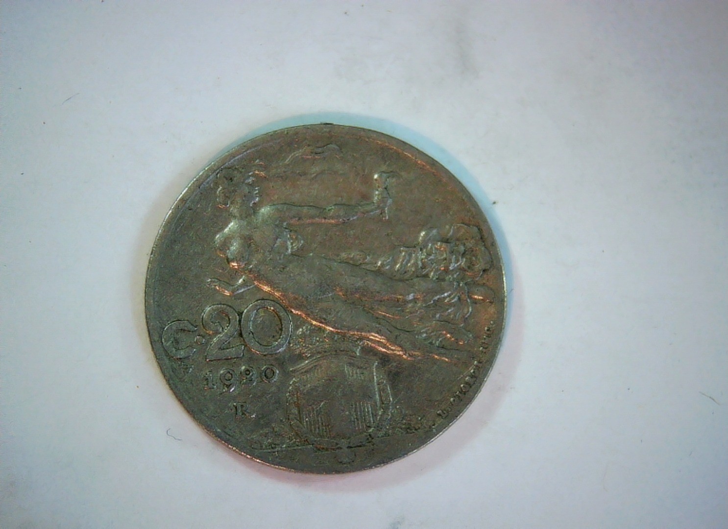 Italy 1920 20 Centesimi Vittorio Emanuele III (Liberty standing on prow) Coin