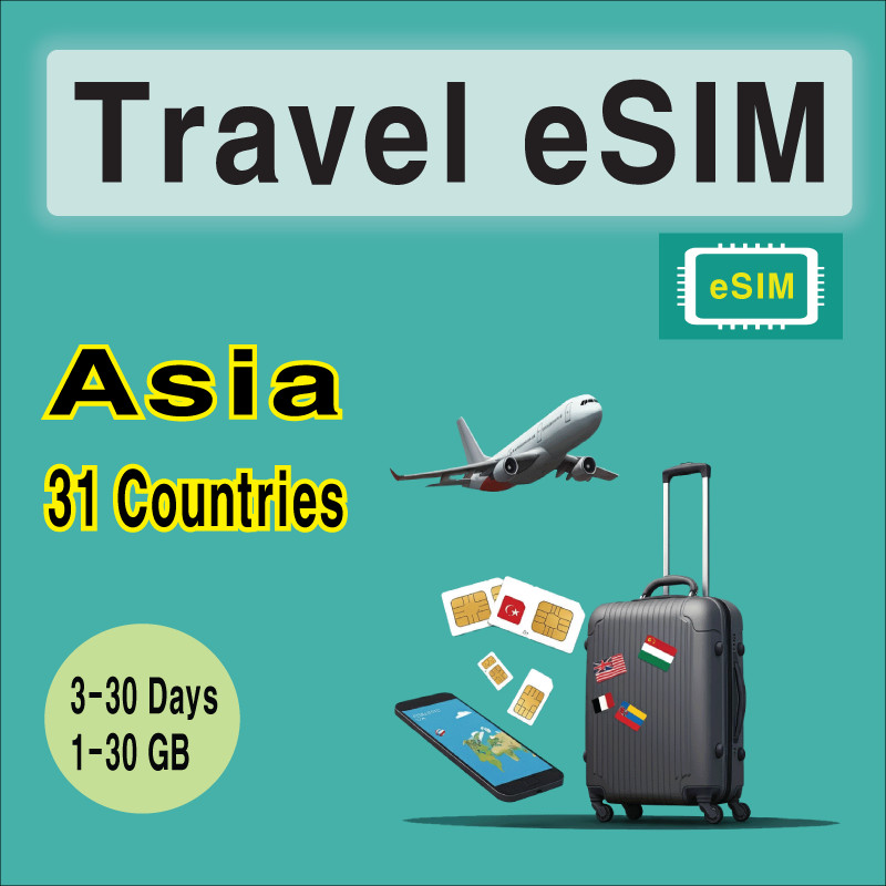 [eSIM] Asia Travel SIM Card, India Pakistan Bangladesh Sri Lanka Vietnam Georgia