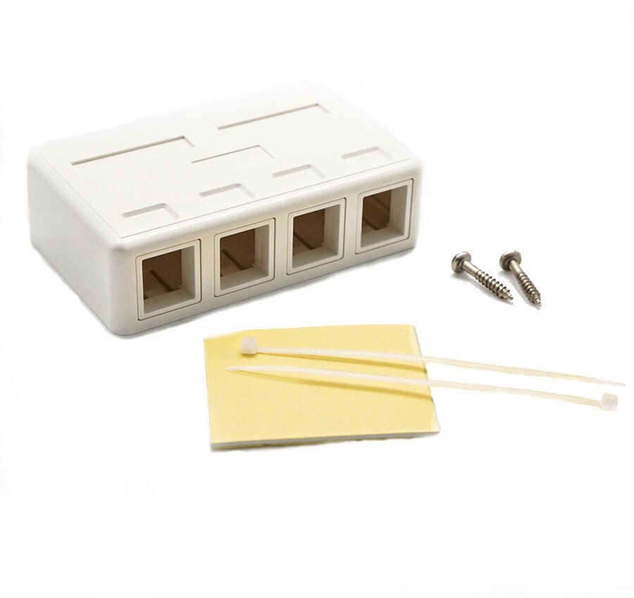 4 Port RJ45 Network Blank Surface Wall Mount Box For CAT6/5 Keystone Jack Insert