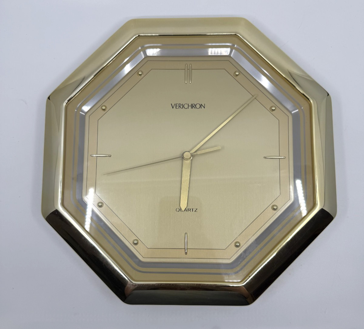 Vintage Verichron Octagon Wall Clock Gold Quartz 11x11 Working