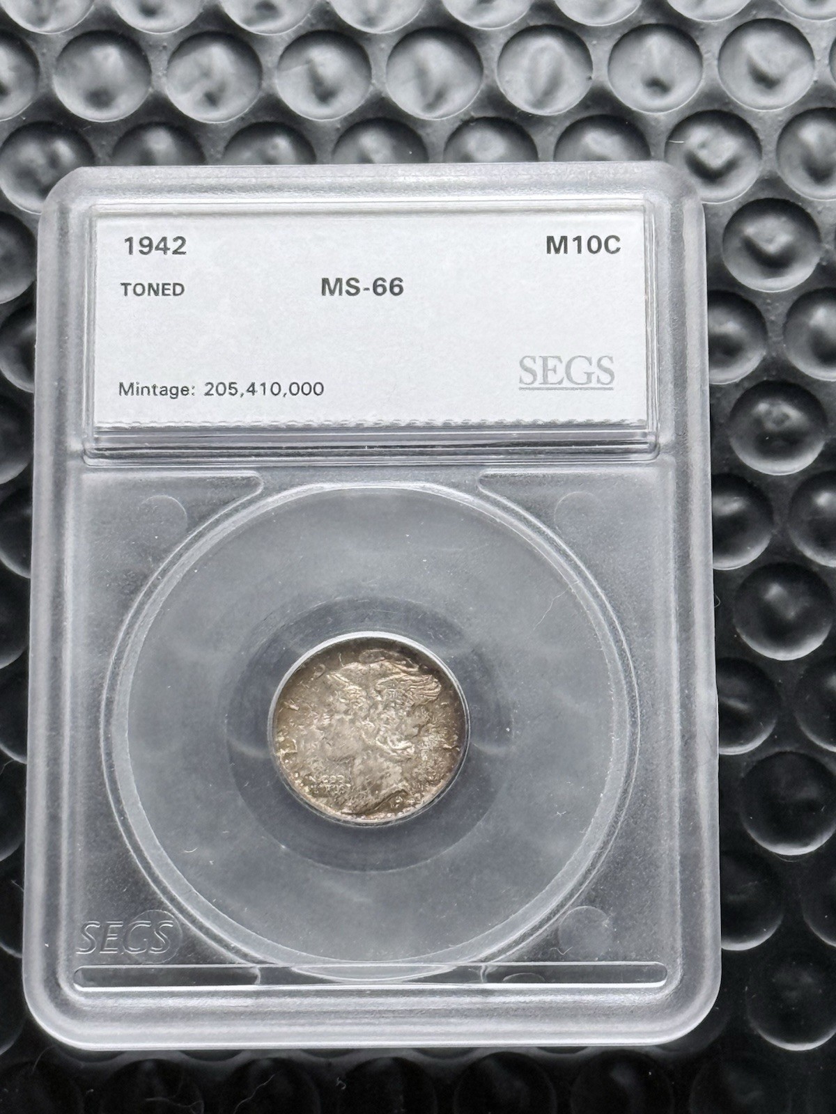 1942 Mercury Dime 10c, Beautiful Toned Coin, Free Shipping