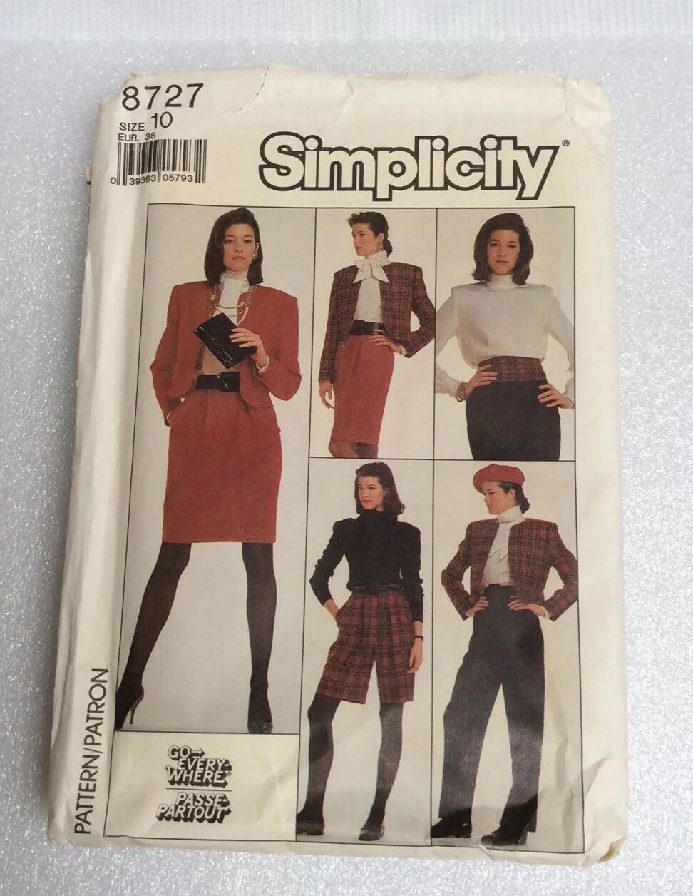 Simplicity Sewing Pattern 8727 Sz 10 Pants Shorts Skirt Jacket Blouse FF Uncut