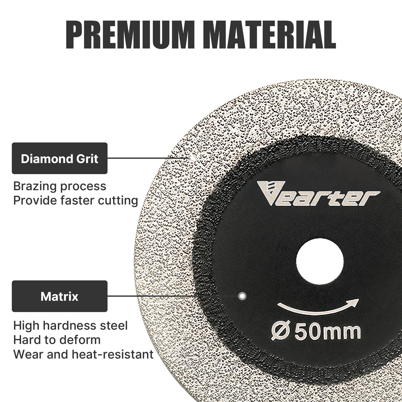 5Pcs 2'' Diamond Cutting Wheel Set with Hex Shank Mandrel for Drill Rotary Tool
