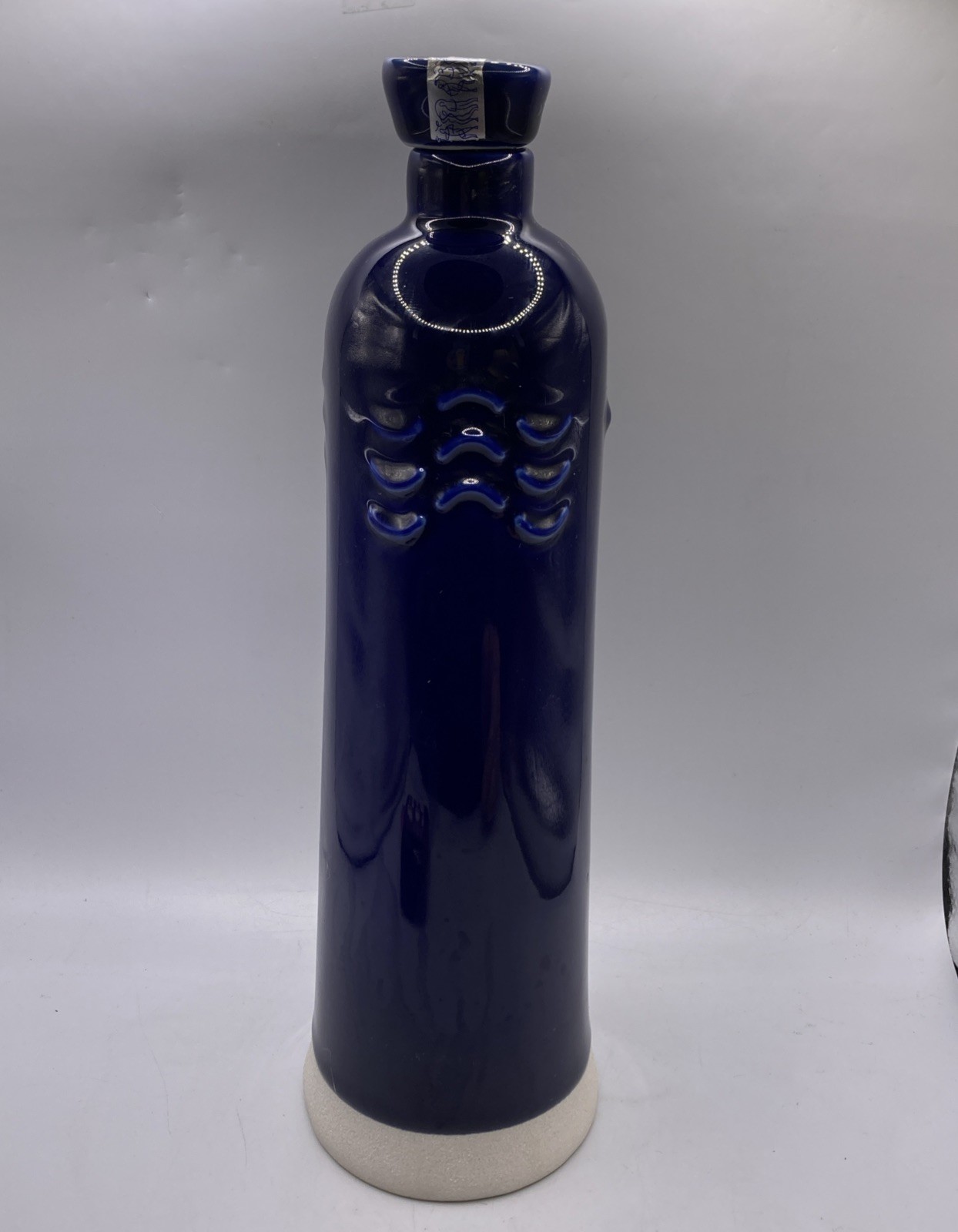 Komos Tequila Añejo Cristalino Blue Ceramic Bottle Anfora Mexico Empty 12”