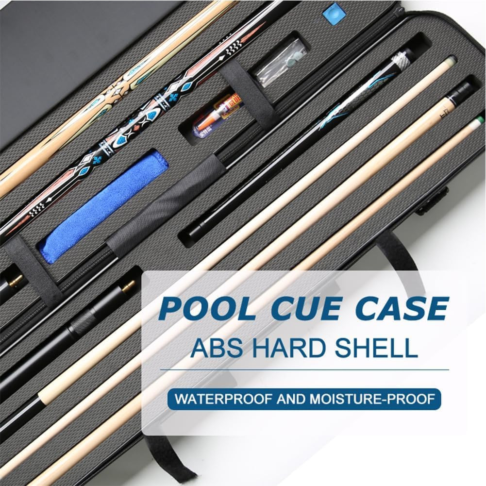 ABS Material Hard Pool Cue Case 2X3 for 1/2 Pool Cues,Durable Construction,Prote