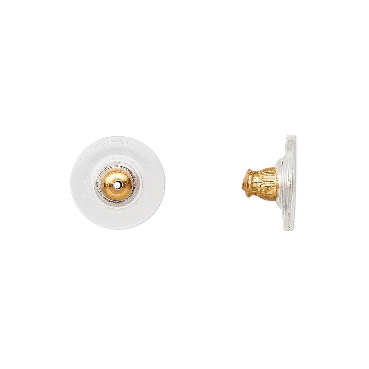 Earnut, 100 Gold Plated Brass & Plastic 12x7mm Comfort Clutch Earring Back