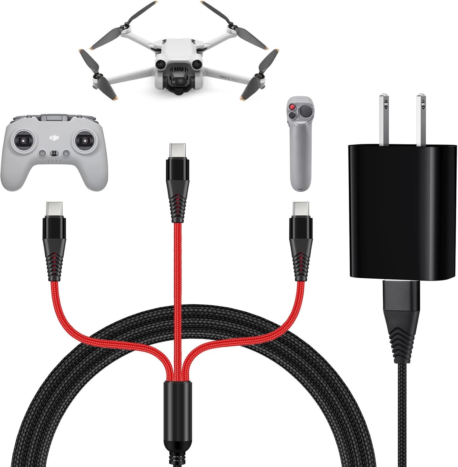Charger for DJI Mini 4 Pro, Mini 3 Pro, Mavic 3, Air 2S, Avata Drone, 3-In-1 3A