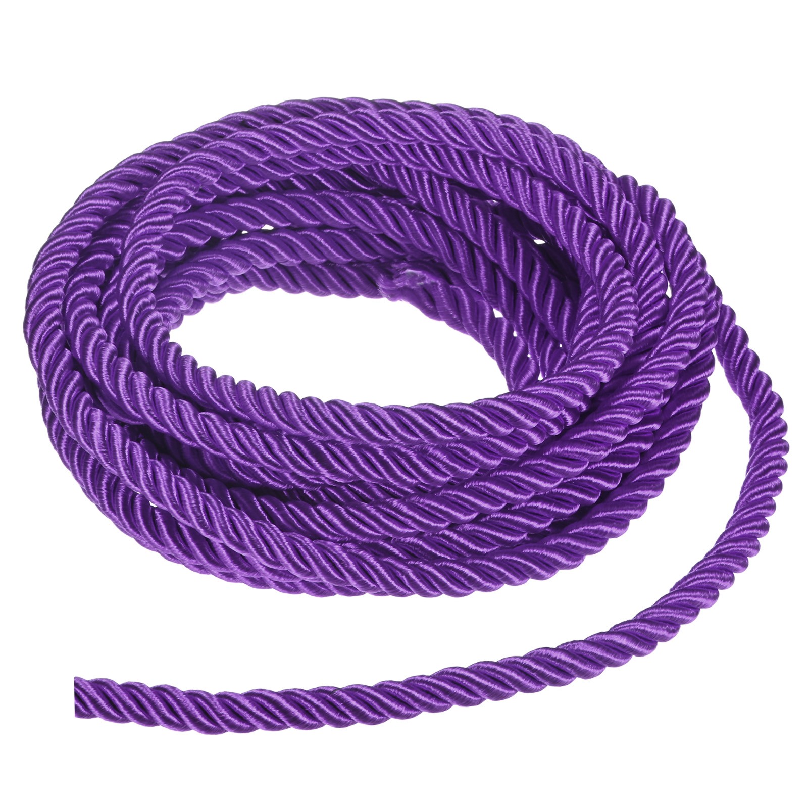 5 Yards Soft Twisted Rope Trim, 8mm Dark Purple Polyester Cord for DIY Craft
