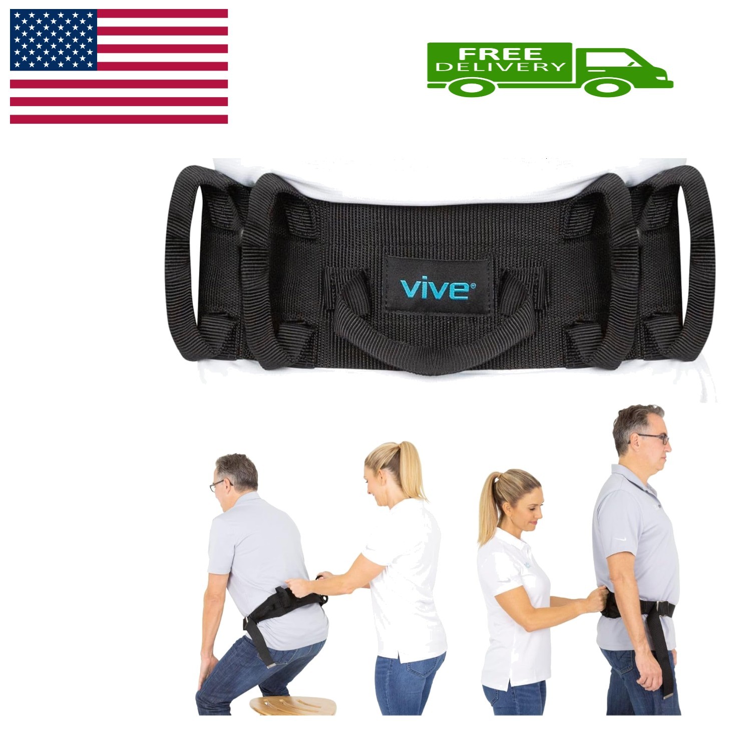Gait Belt 300lbs Transfer Belt with Handles - Medical Nursing Safety Patient ...