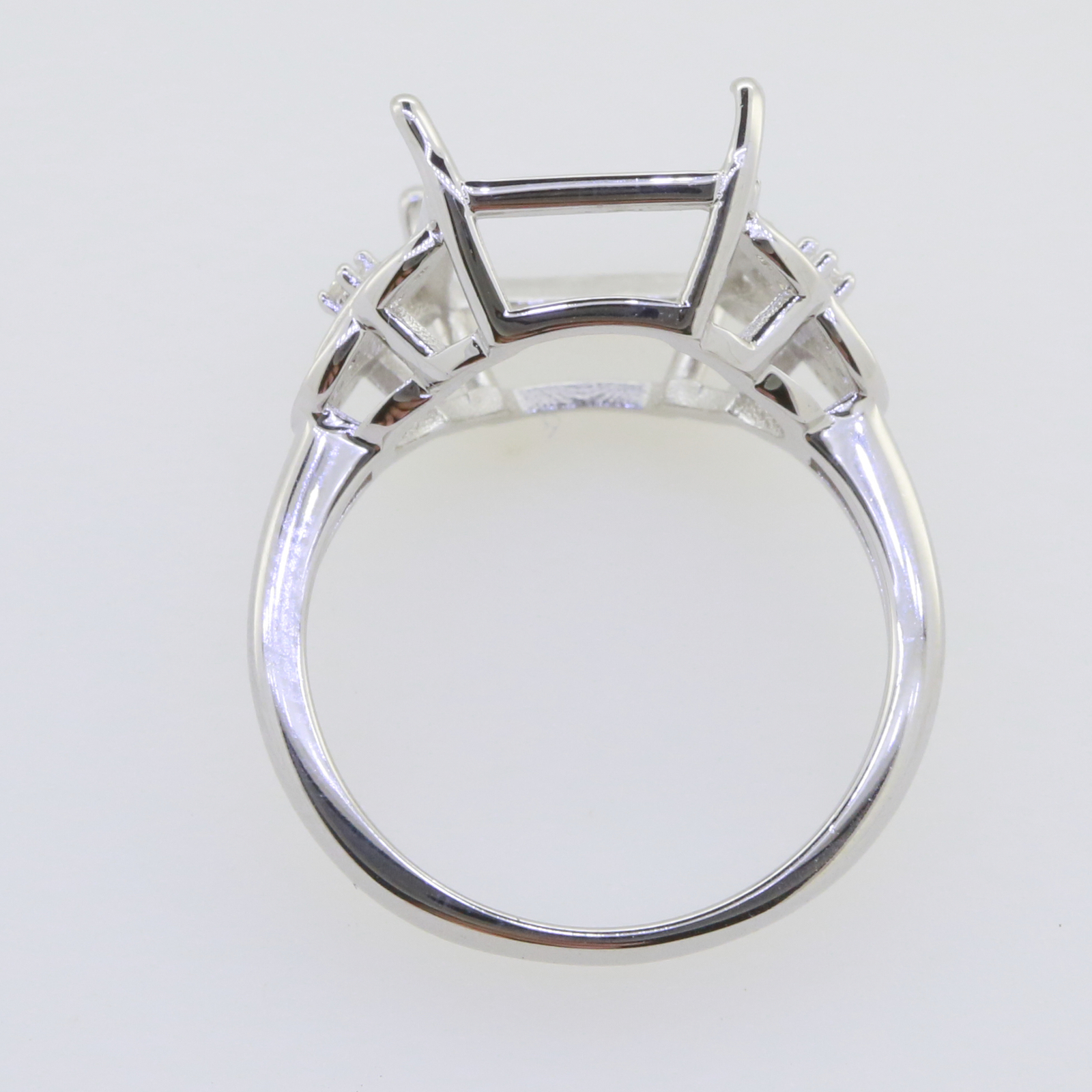Sterling Silver Semi Mount Ring Setting Emerald OCT 14x10mm
