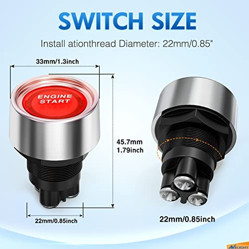 Start Engine Button 12V DC 50A SPST on Off Momentary Red Start Engine Button