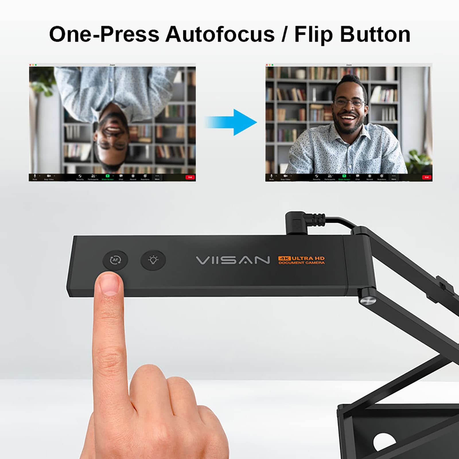 Document Camera 4K USB Visualizer Webcam with LED Light