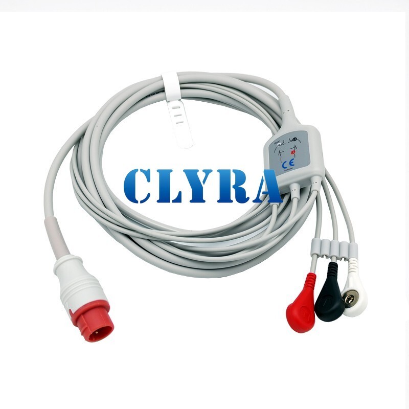 8pin 3-lead ECG EKG cable and electrode leadwire for Bionet BM3 BM3VET Snap/Clip