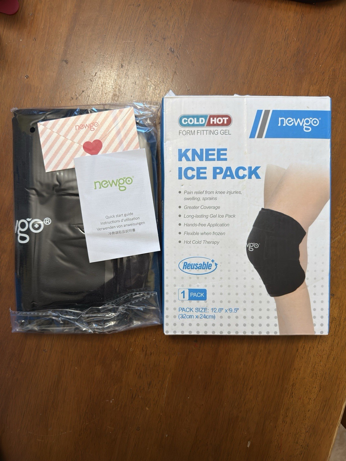 NEWGO Knee Ice Pack Reusable Cold Pack Pain Relief from Injuries, Swelling