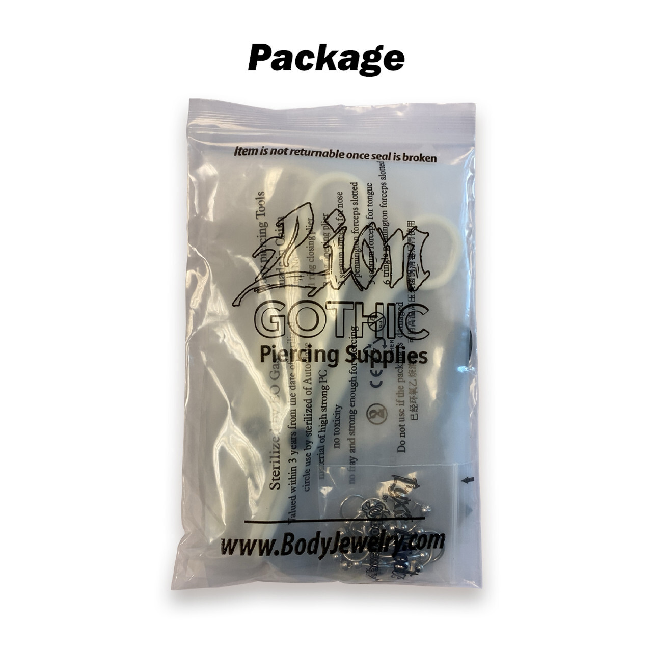 Sterilized Piercing Kit Titanium Barbell Eyebrow Ring 16G Forceps Needle Gloves