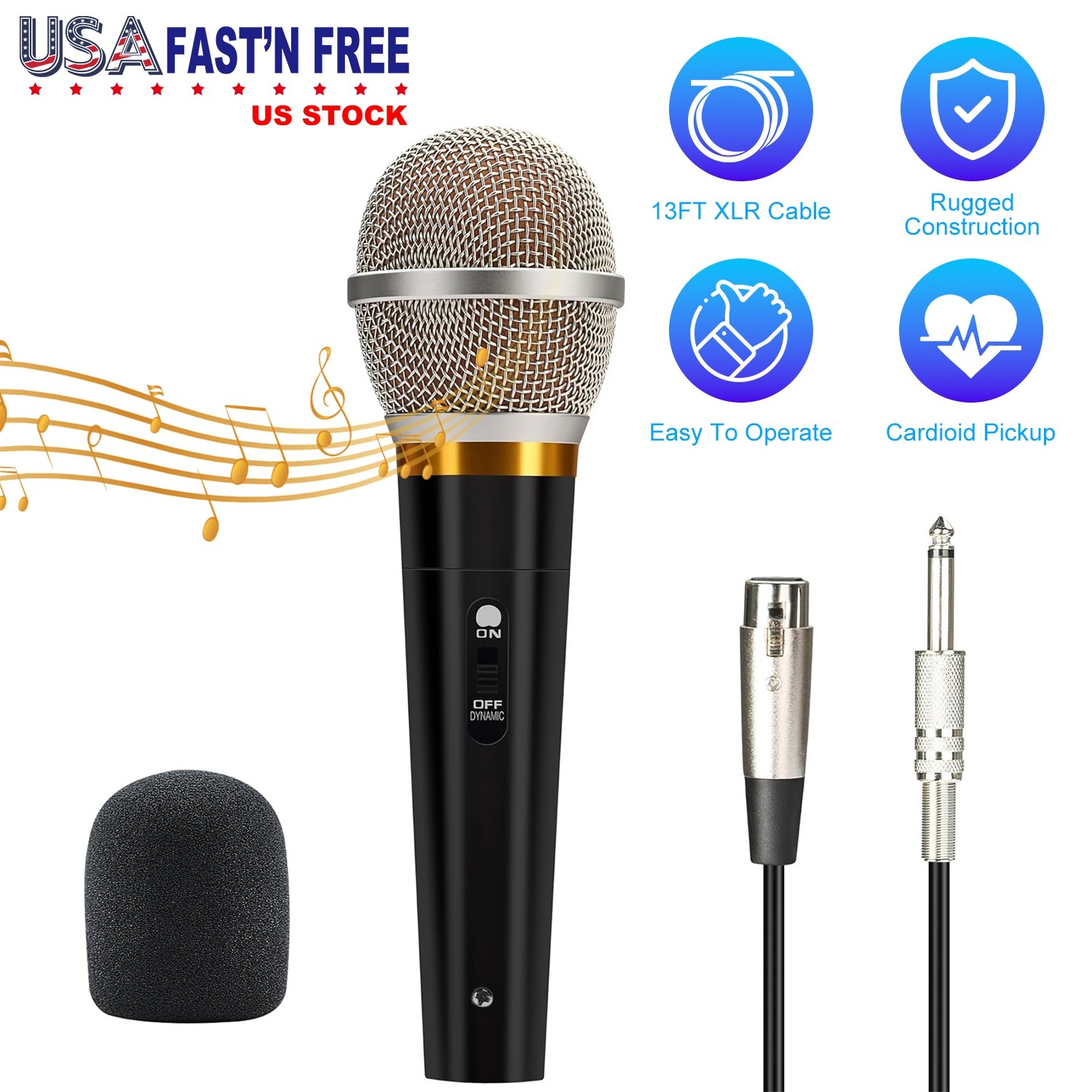 Professional Handheld Dynamic Microphone XLR Connection With On/Off Switch