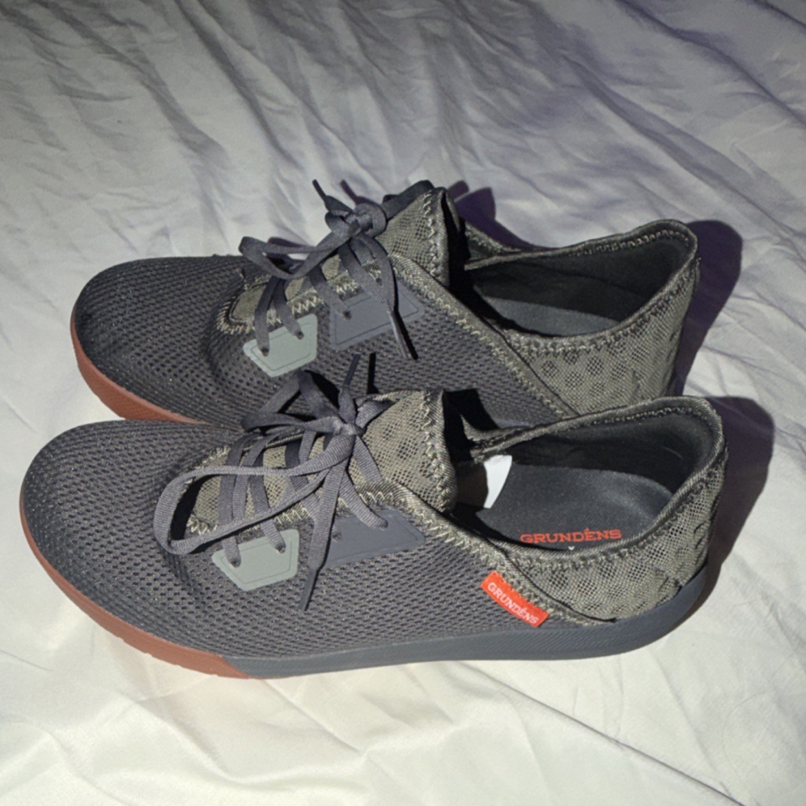 Grundens x Ortholite Fishing Sneakers Black Brown Mesh Rubber Low Top Lace Up