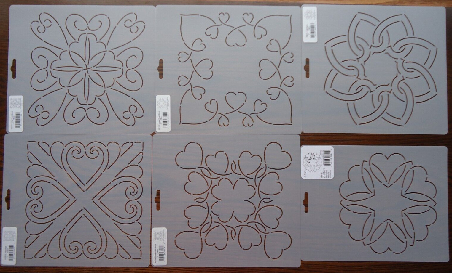 Stencil Quilting 6pk QC Hearts Tulip Loopy Heirloom Heartfelt Dancing quilt sew