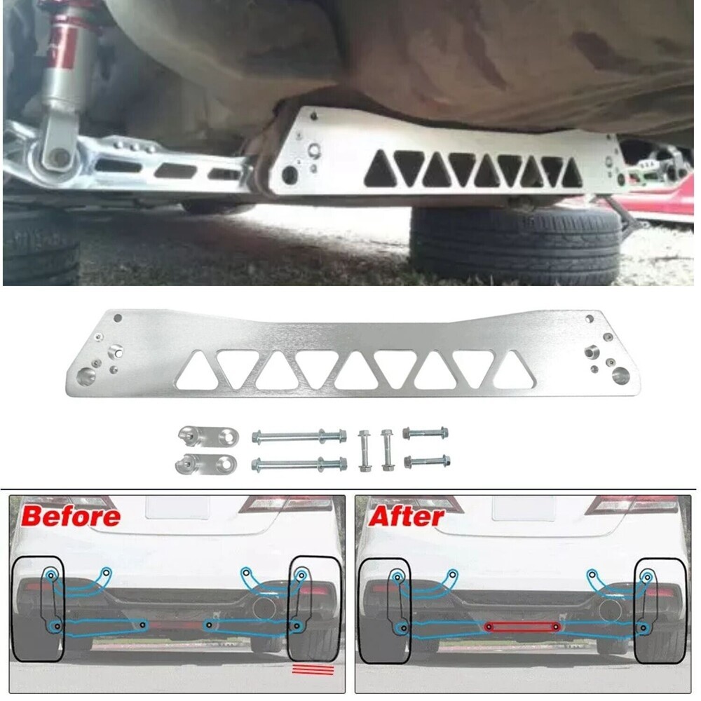 Silver Rear Lower Control Arm + Subframe Brace +Tie Bar for Honda Civic EG 92-95