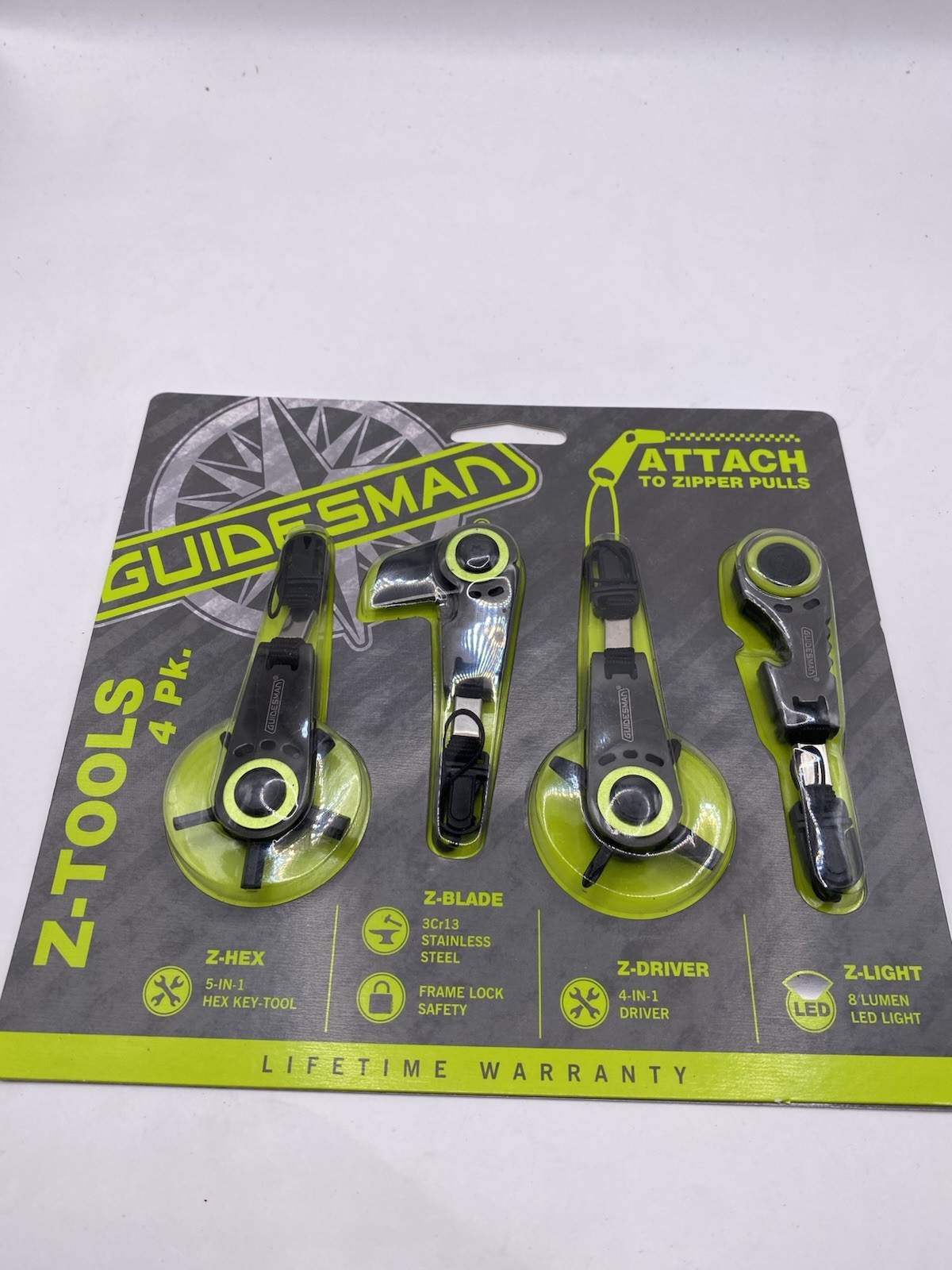 NEW - Guidesman Z-Tools Set Hex Blade Driver Light Attach to Zipper Pull Ztools