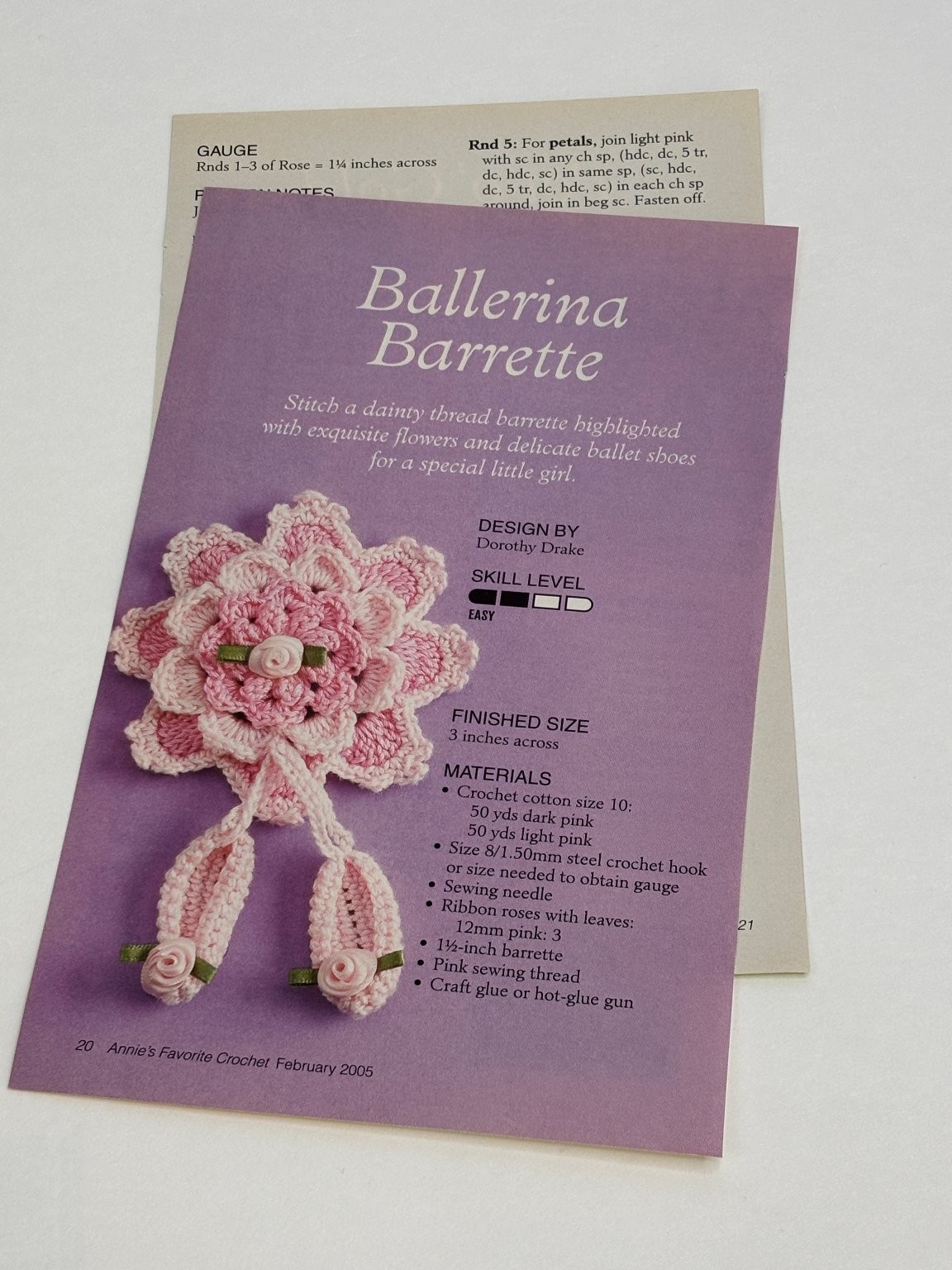 Ballerina Barrette Easy Thread Accessory Crochet Pattern Magazine Pages