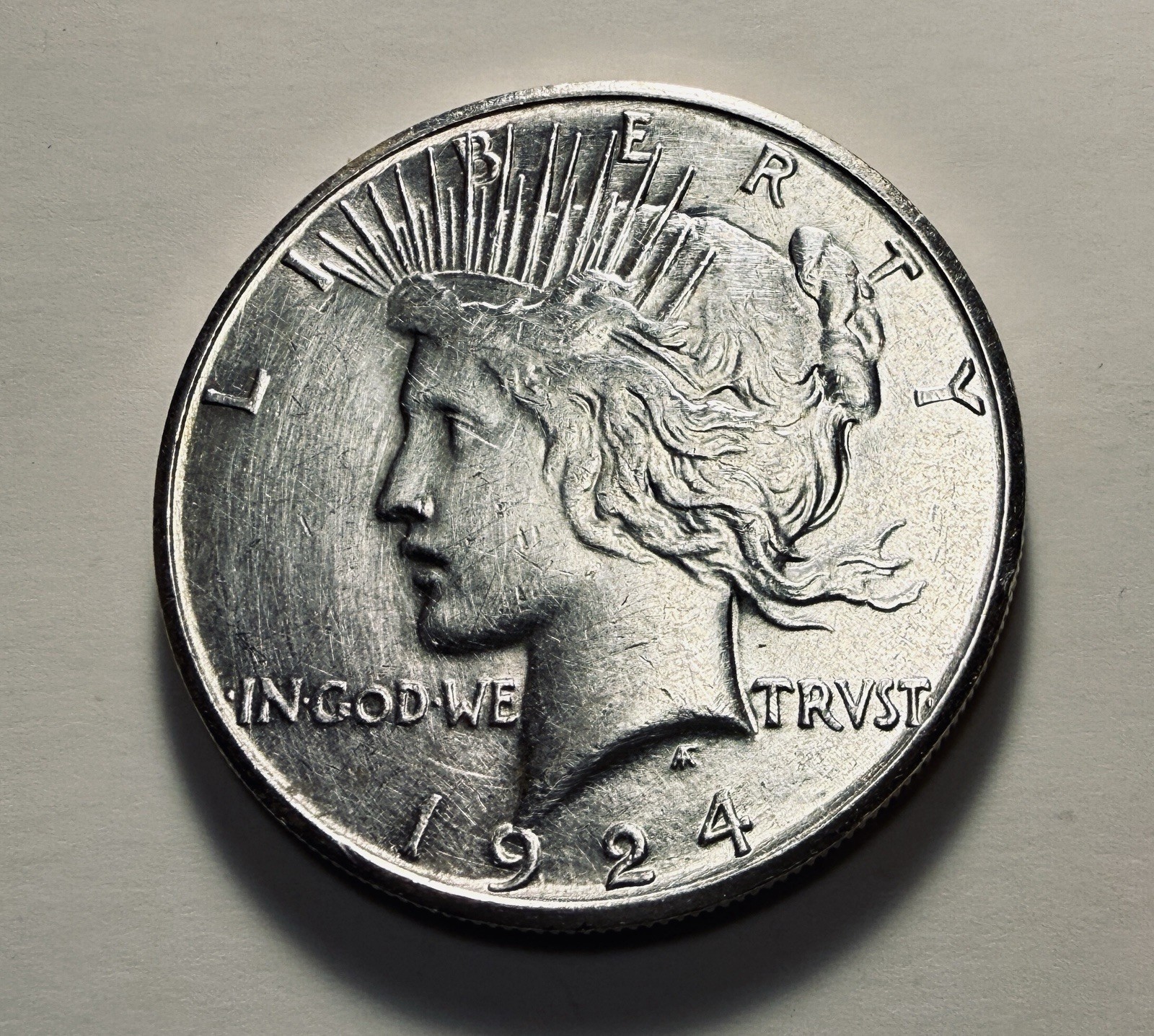Nice Luster 1924 S PEACE DOLLAR UNC MS DETAILS (cleaned) NICE STRIKE