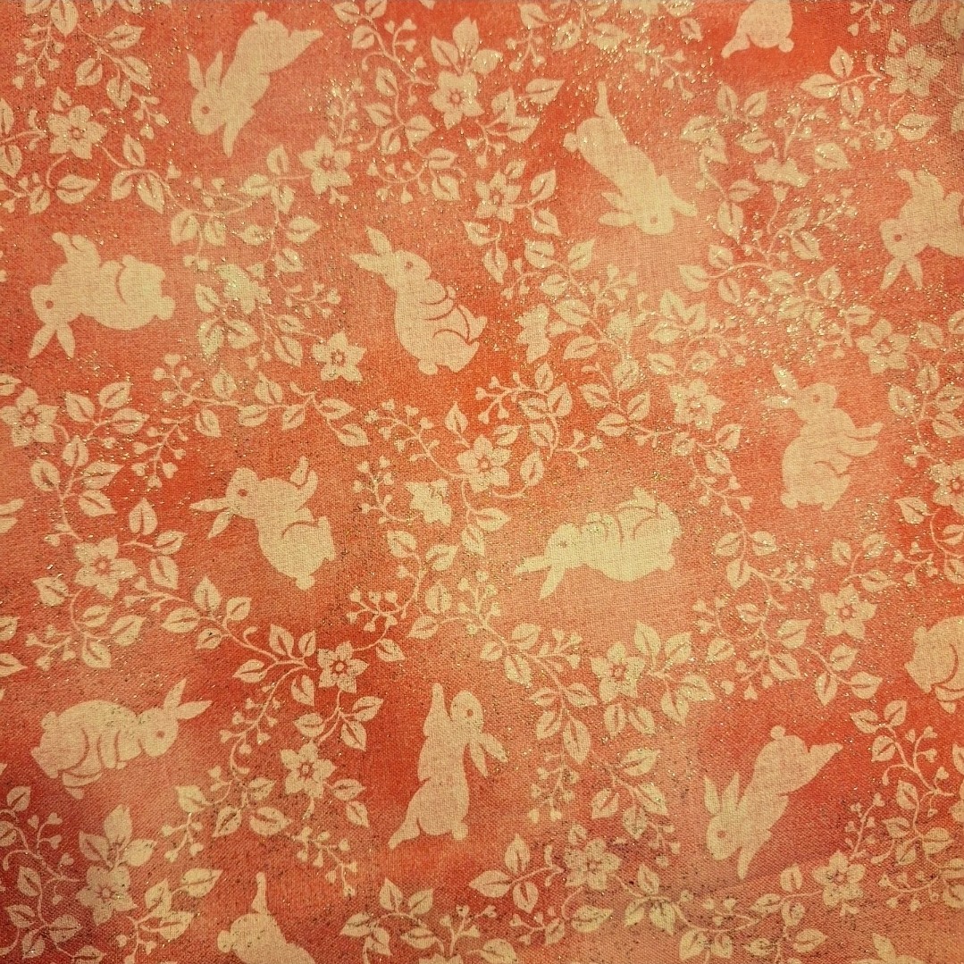 Floral VIP Vintage Pink Rabbit Glitter  1993 Never Used fabric sold by the yard
