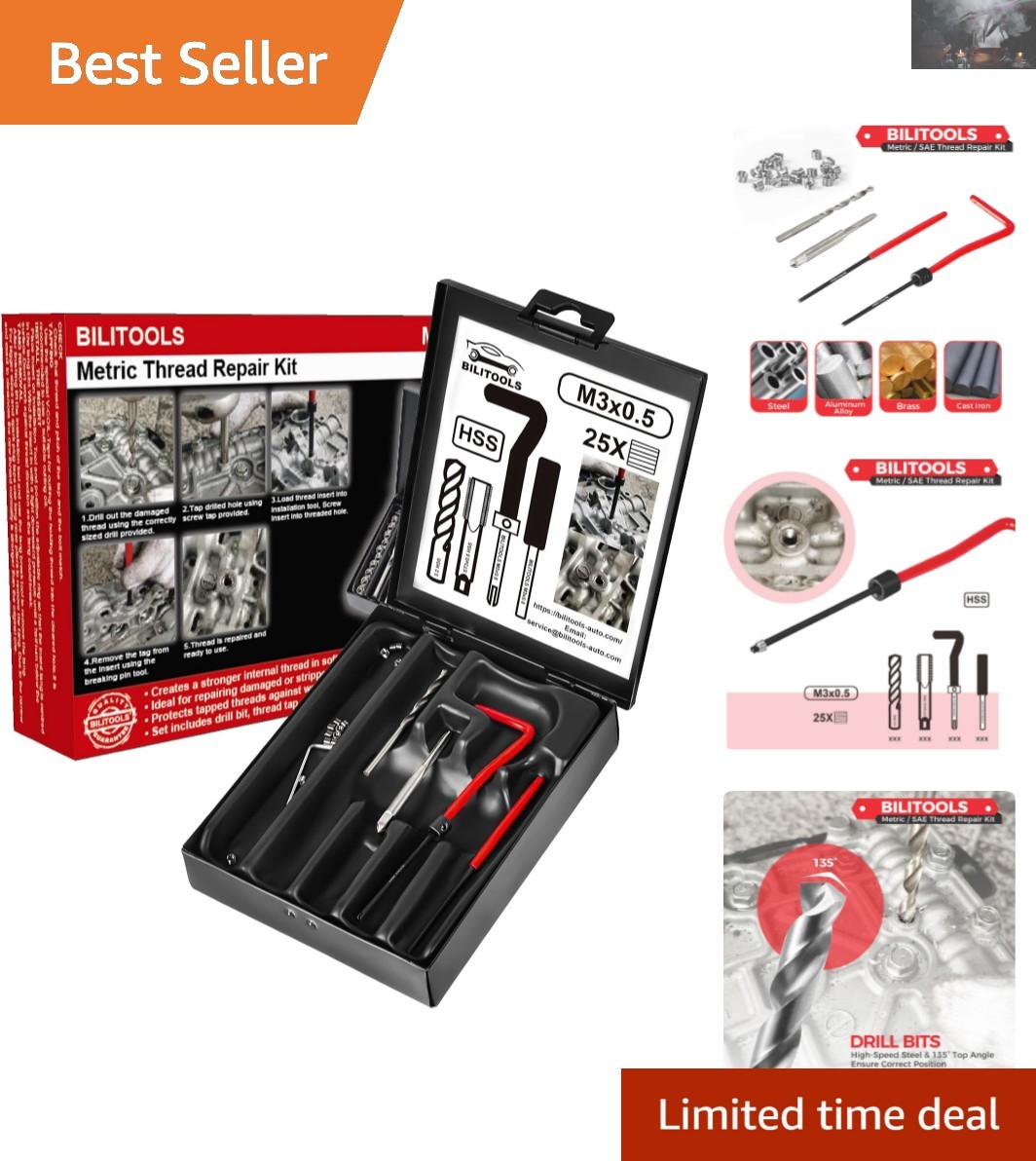 M3x0.5 Helicoil Thread Repair Kit with HSS Drill - Durable and Versatile