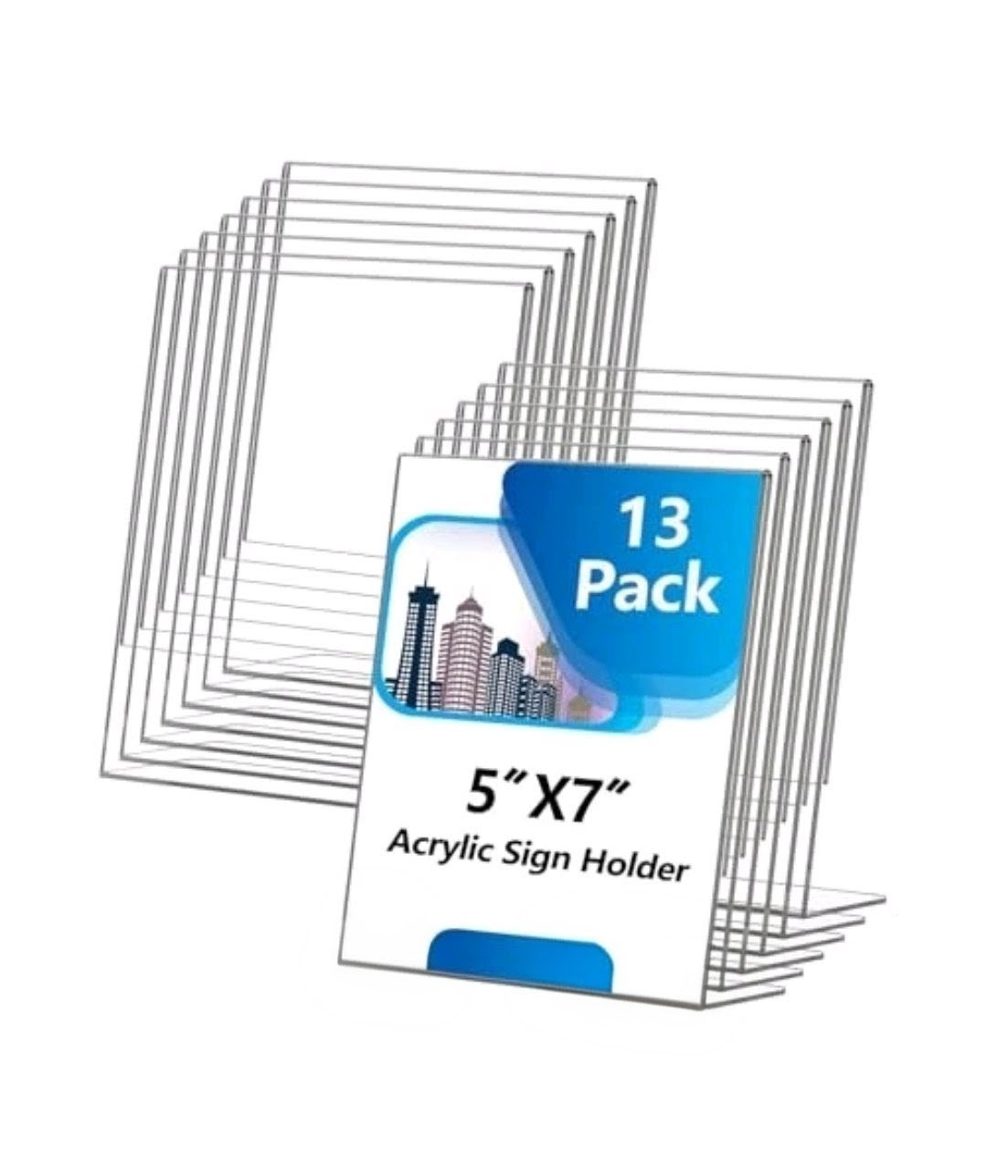13 Pcs Acrylic Sign Holder 5 x 7 Inch Slanted Back Clear Plastic Sign Holder