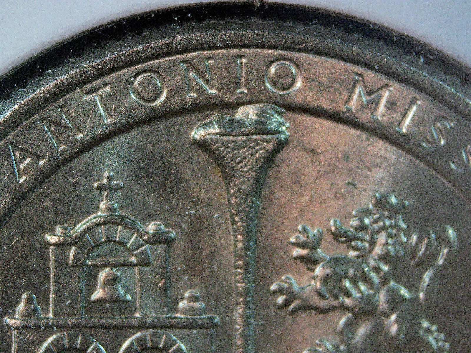 2019 P San Antonio Missions Quarter error, nice rev die chips on cross