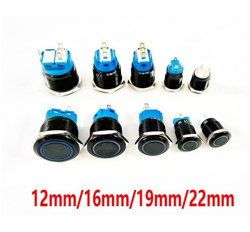Metal Black Push Button Switch Momentary Latching Waterproof LED Light car Boat