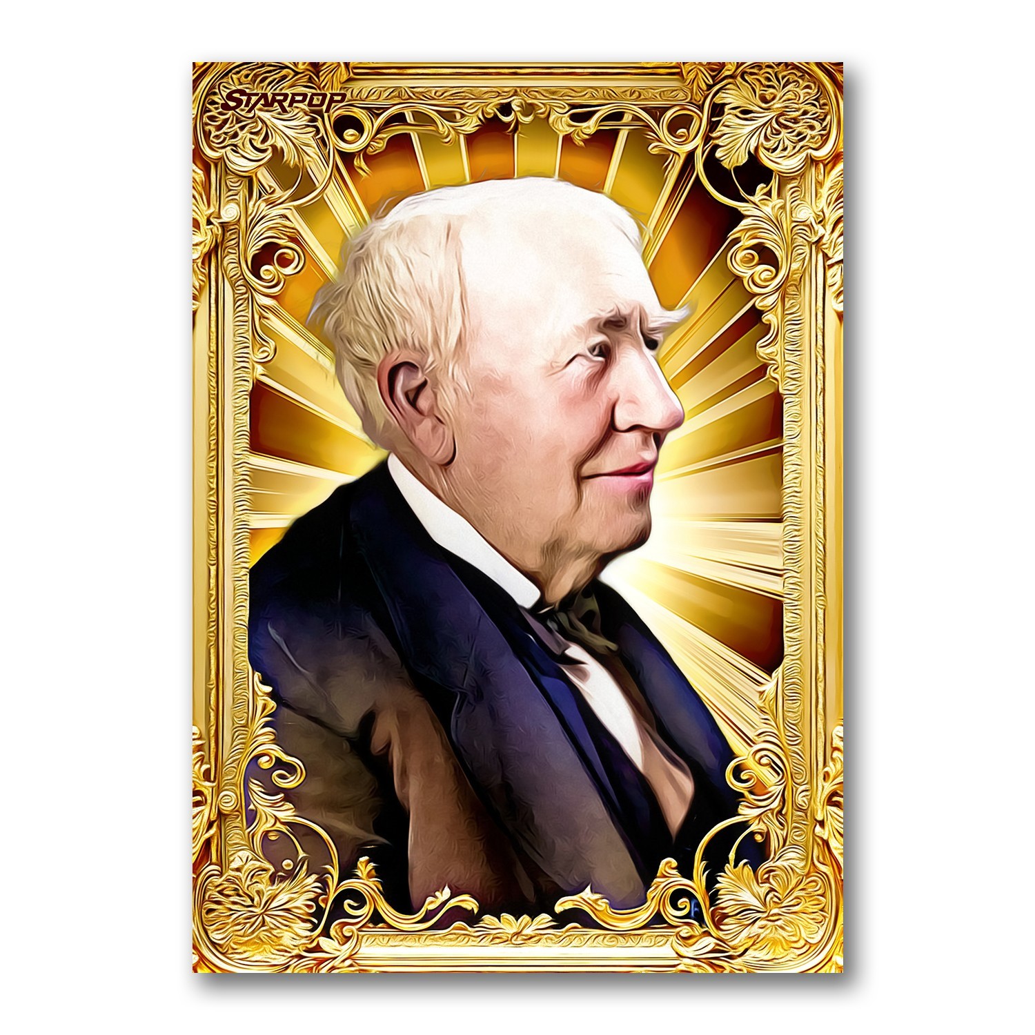 Thomas Edison Golden Icon Art Card 03/20 Starpop Signed Science Short Print