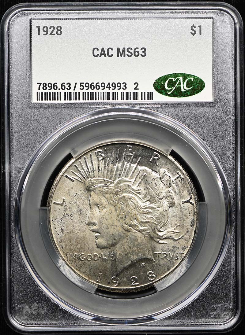 1928 $1 Peace Dollar CACG MS63