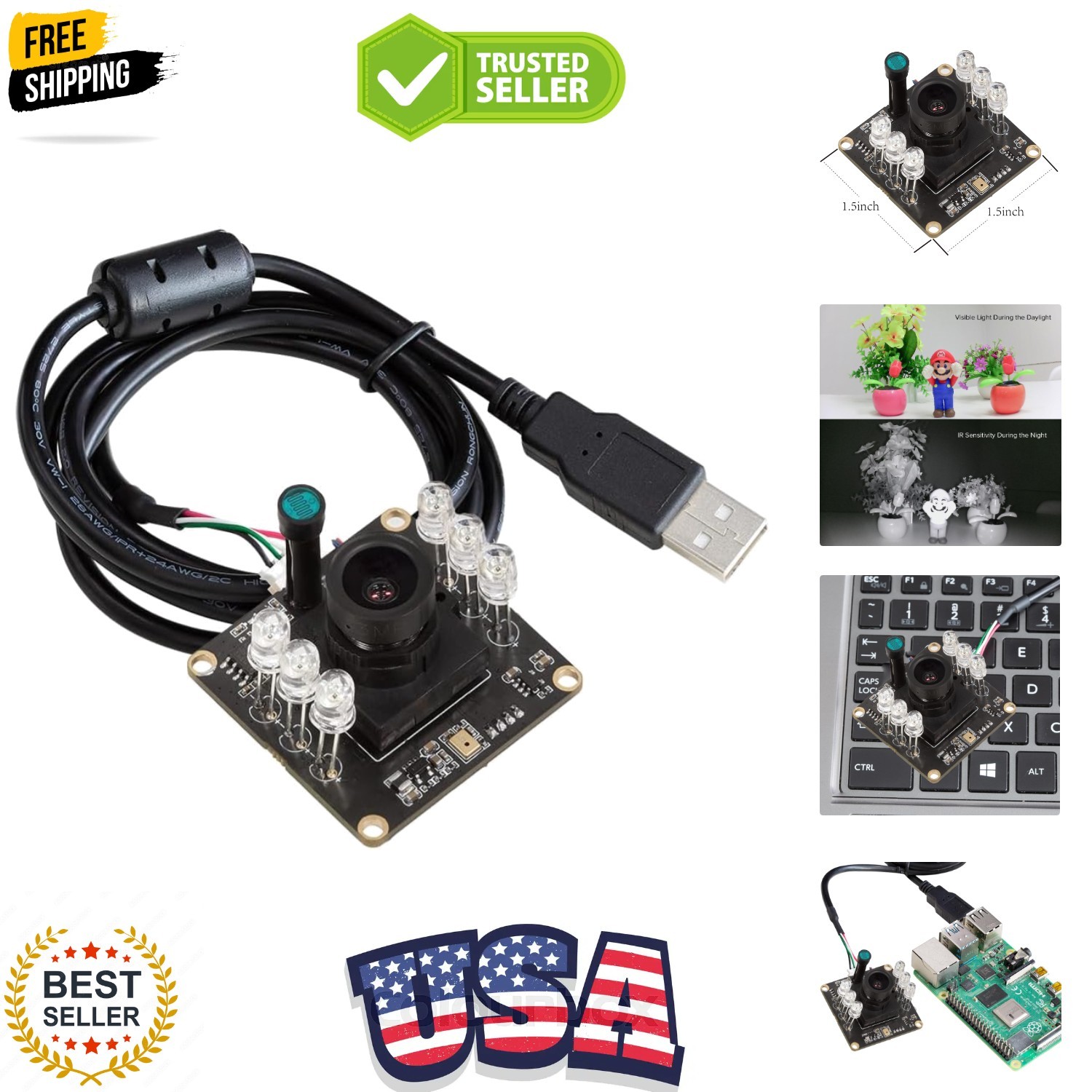 1080P Day & Night Vision USB Camera for Computer, 2MP Automatic IR-Cut Switch...