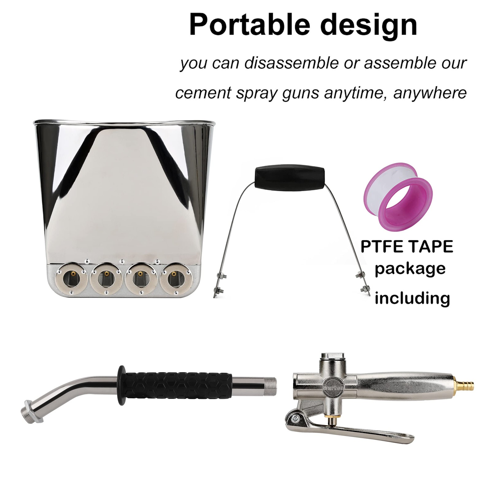 Ouya Cement Mortar Sprayer Gun Stucco Sprayer 4 Jet Gun Plaster Hopper Wall