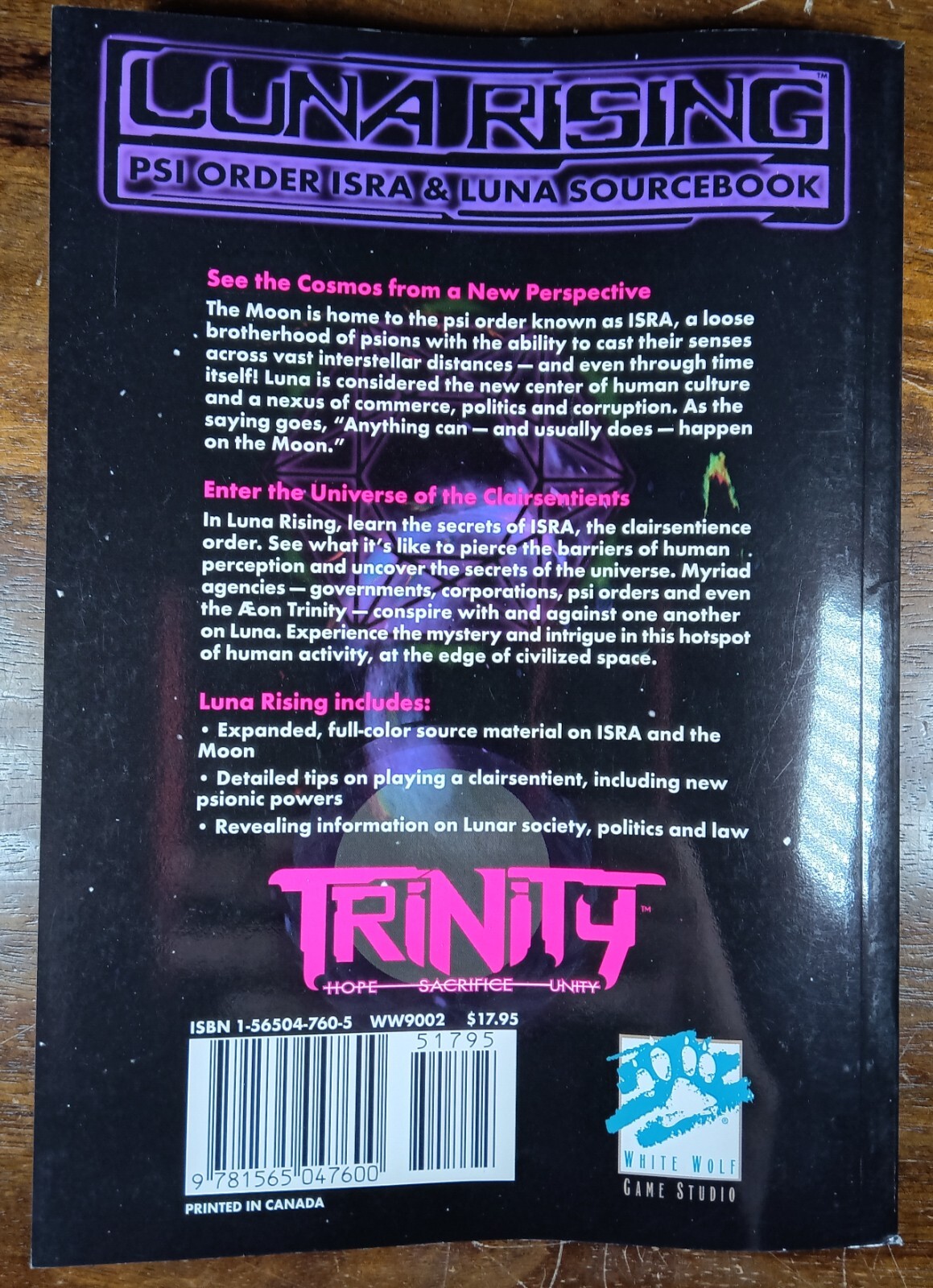 Luna Rising (1998, White Wolf) Trinity RPG fair condition
