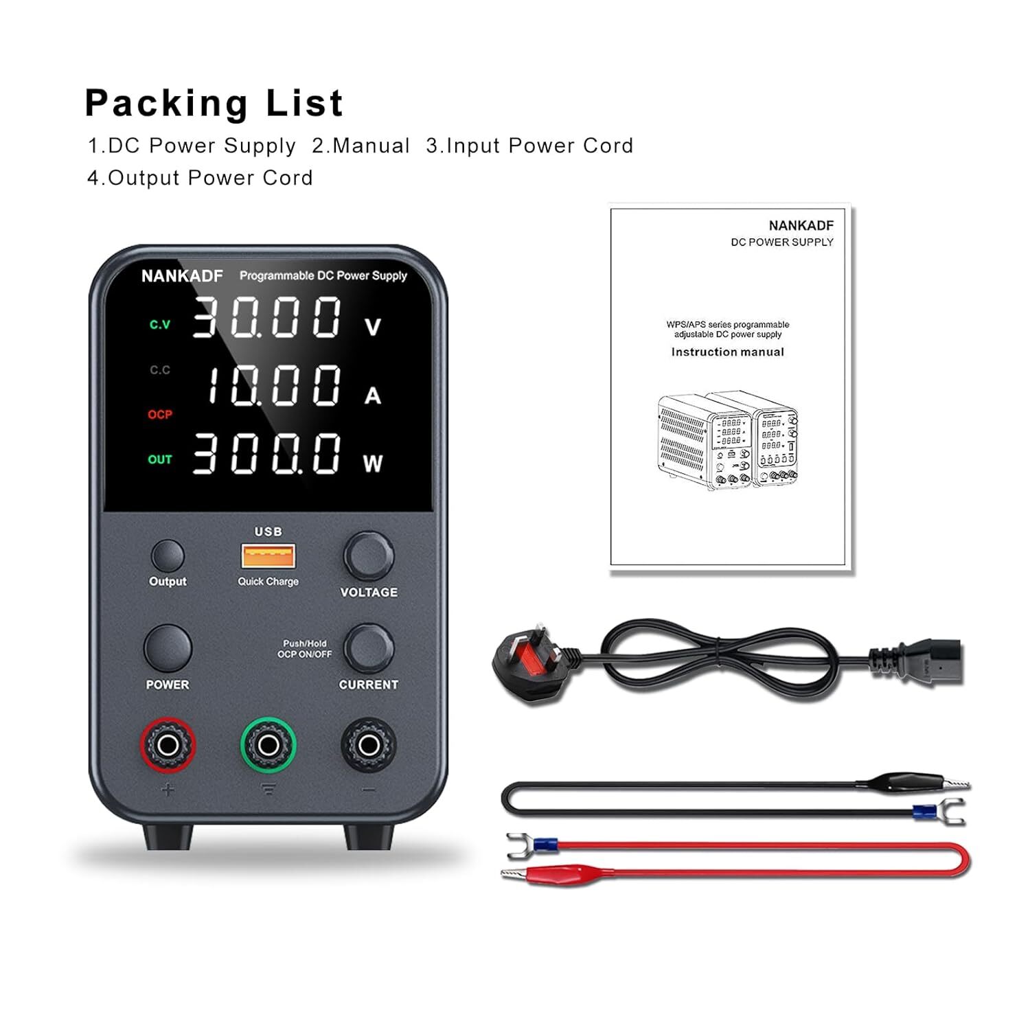 WPS 0-30V/60V 0-5A/0-10A Adjustable Lab DC Power Supply Variable Bench Switching