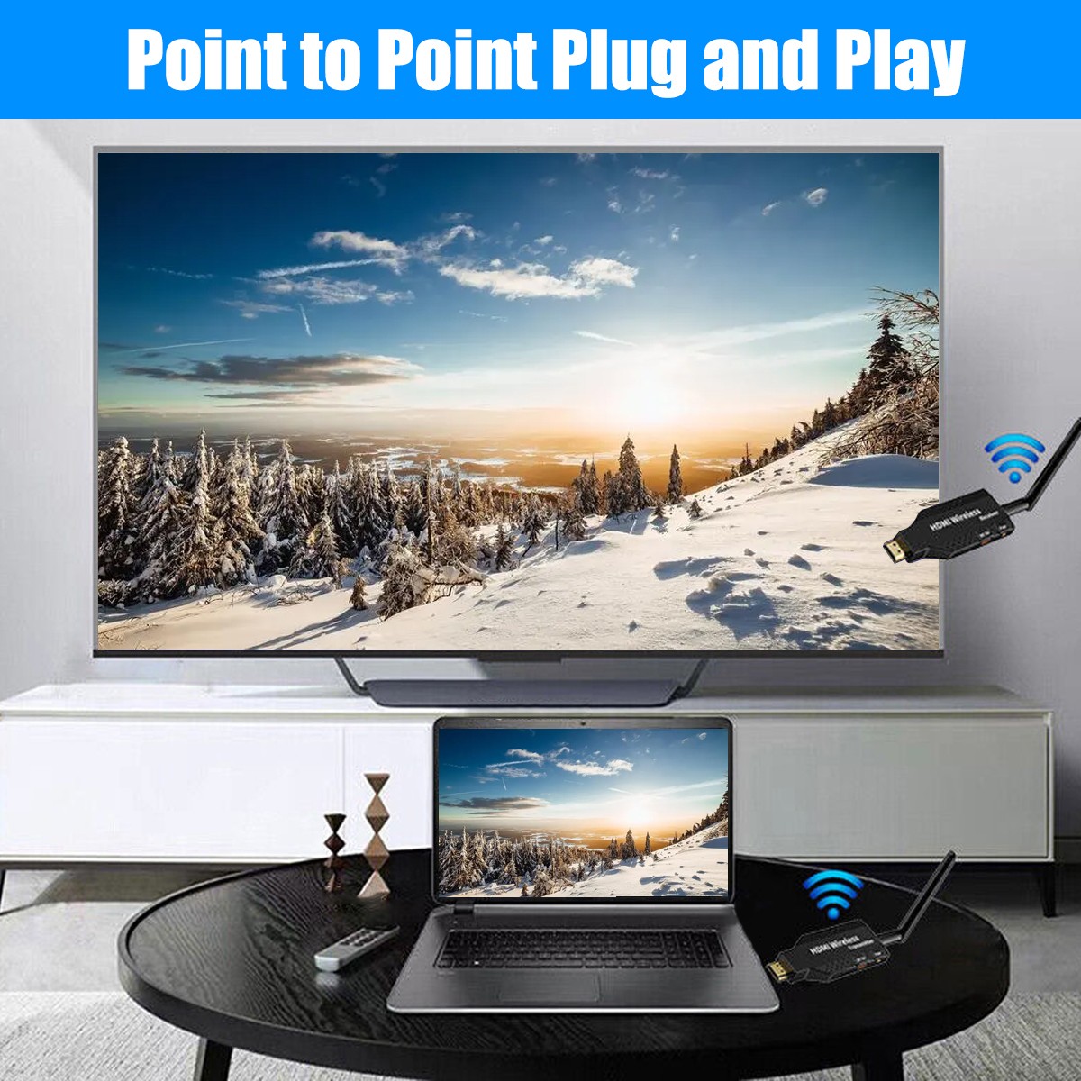 100M Wireless HDMI Transmitter Receiver Extender Video Audio Share PC TV Screen