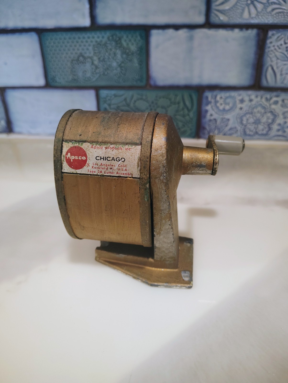 Vintage Chicago USA APSCO Pencil Hand Crank Sharpener School Desk or Wall Mount