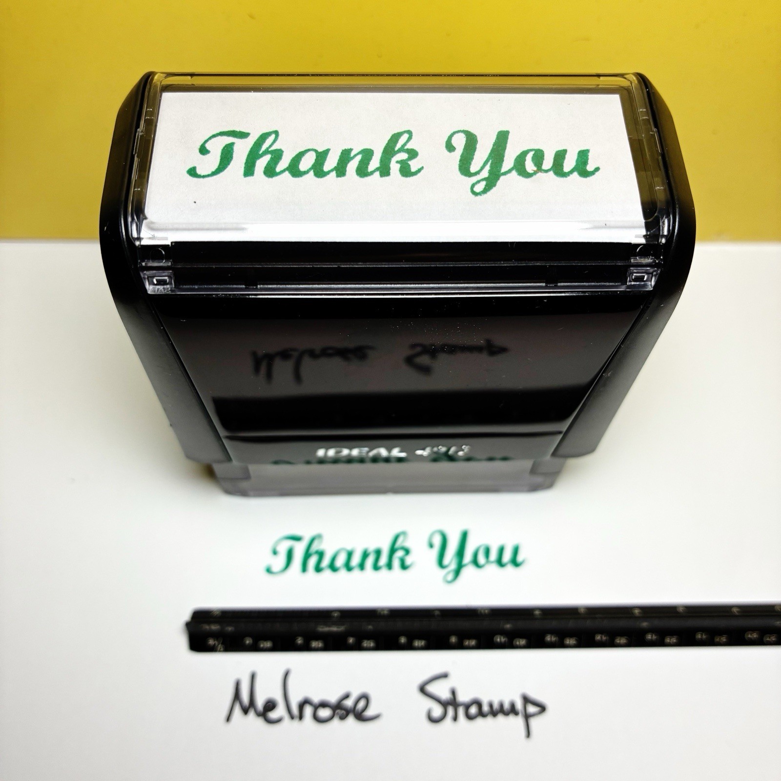 Thank You Rubber Stamp Green Ink Self Inking Ideal 4913