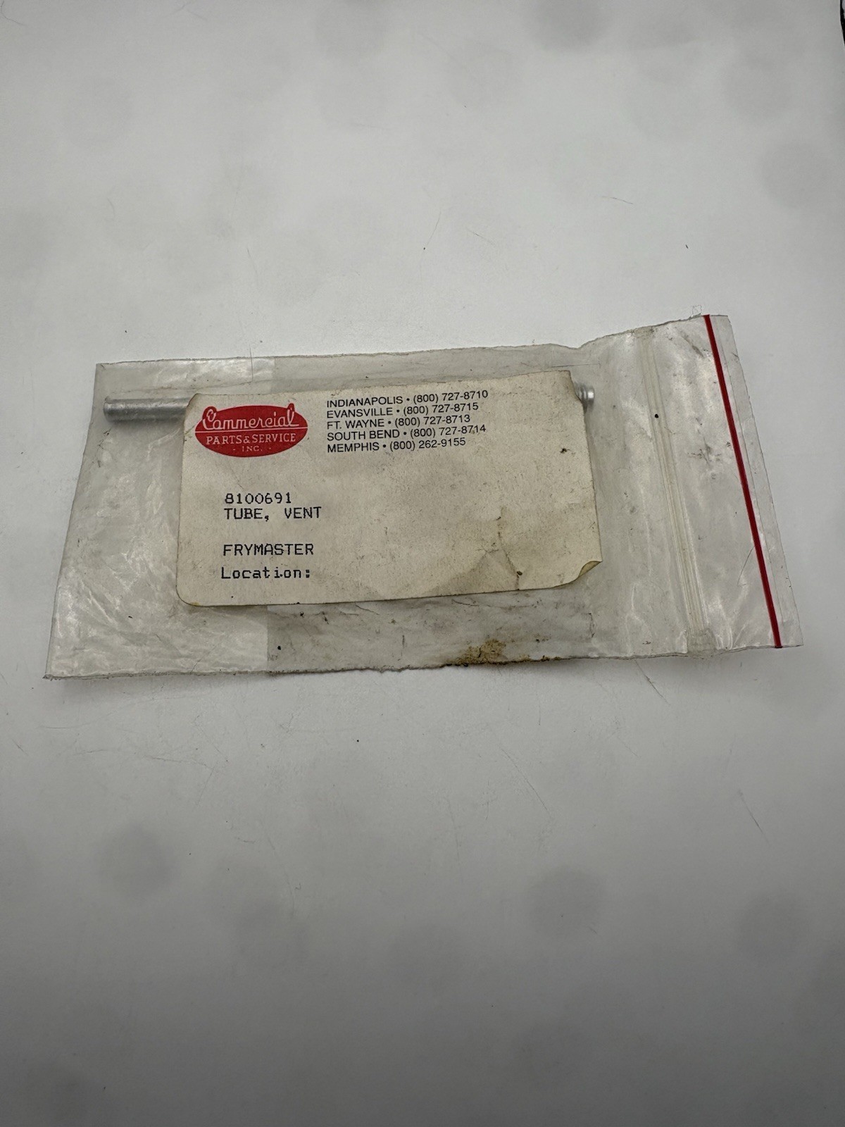Frymaster 8100691 Vent Tube OEM Genuine Fryer Part NEW