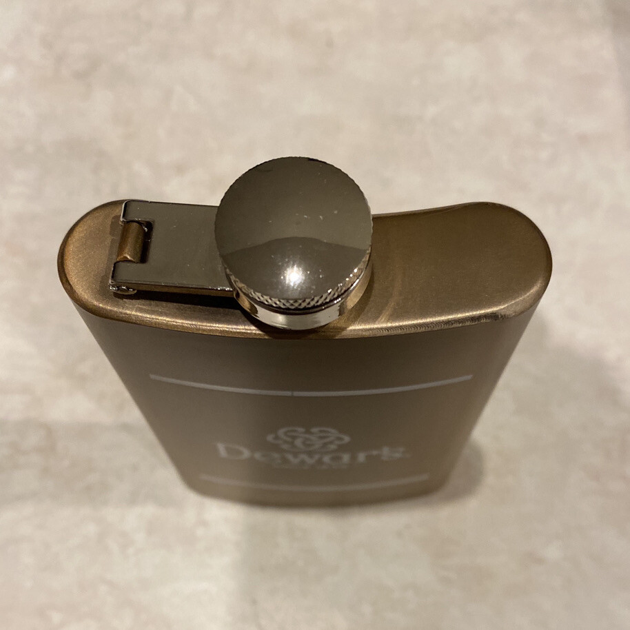 Collectable 4oz Dewar Pocket flask (Gold & Chrome)