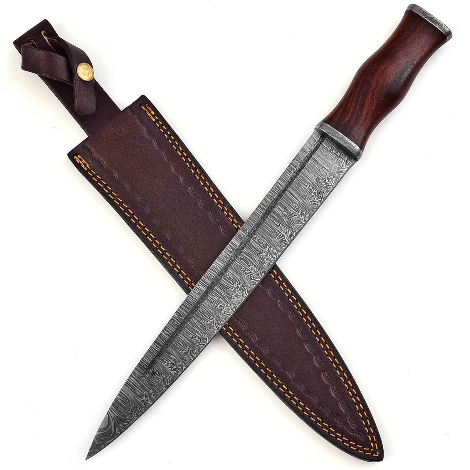 Viking Hometown Seax Knife – Hand Forged Damascus Steel Drop Point Hunting knife