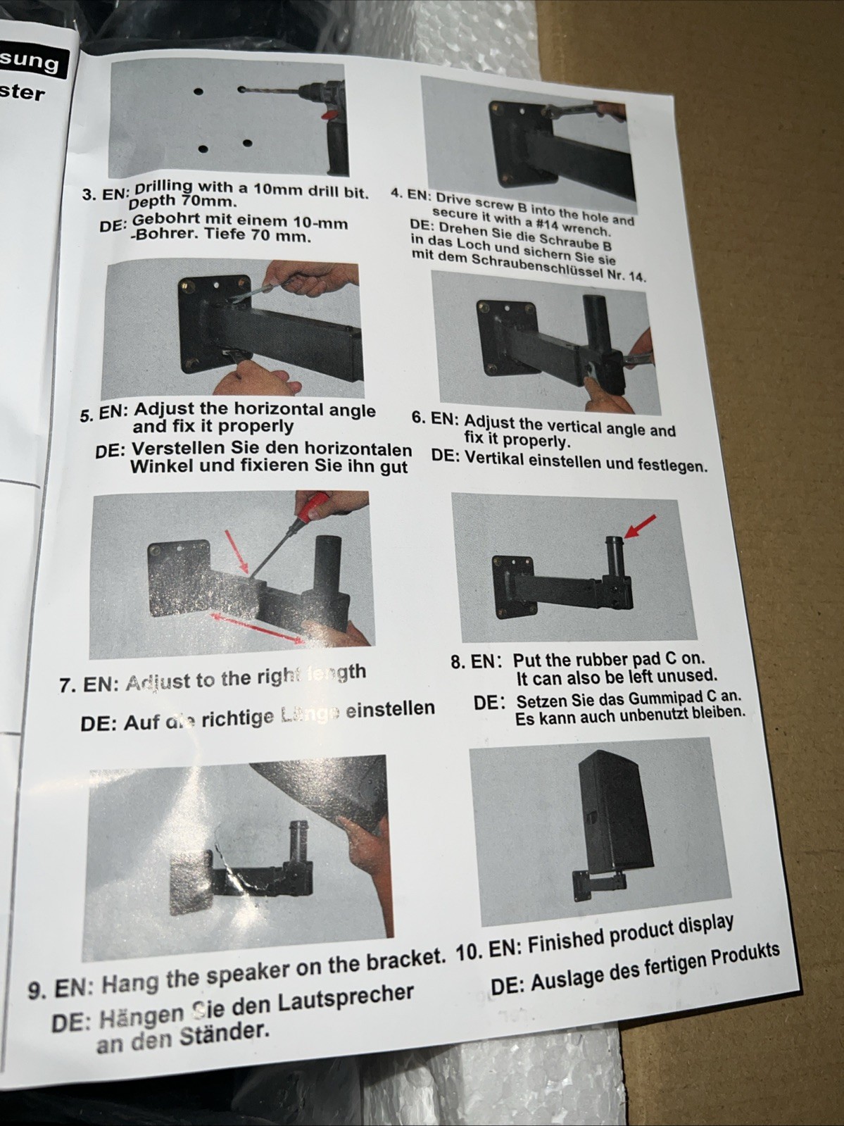 Heavy Duty Speaker Wall Mount Brackets, Adjustable Tilt, 100 lbs Capacity
