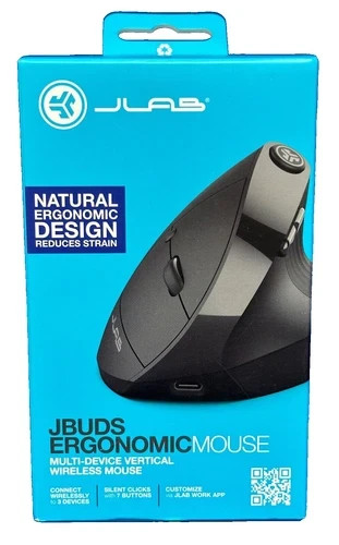 JLAB ERGONOMIC MOUSE MJBERGORBLK82, Multi-Device Vertical Wireless Mouse-BLK-NEW