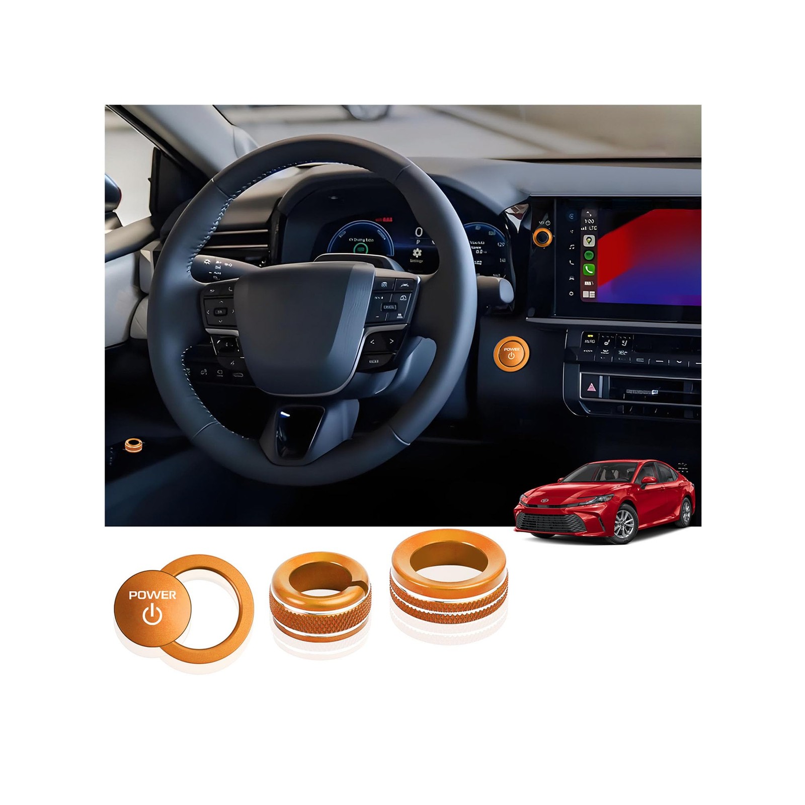 20252026 Toyota Camry Accessories  4pc Aluminum Alloy Knob Cover Kit