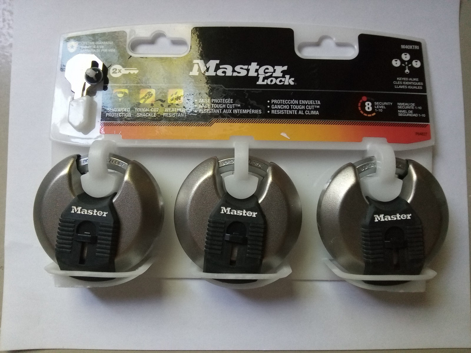 Master Lock Padlock Heavy Duty Outdoor Keyed Alike Shrouded Stainless 3-Pack NEW