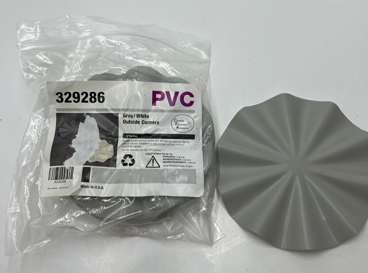 (12 PaCK) PVC Outside Corner 329286 A329286 For PVC and KEE HP Gray / White